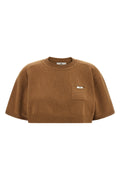 ELISABETTA FRANCHI Cropped Sweater with Logo Pocket