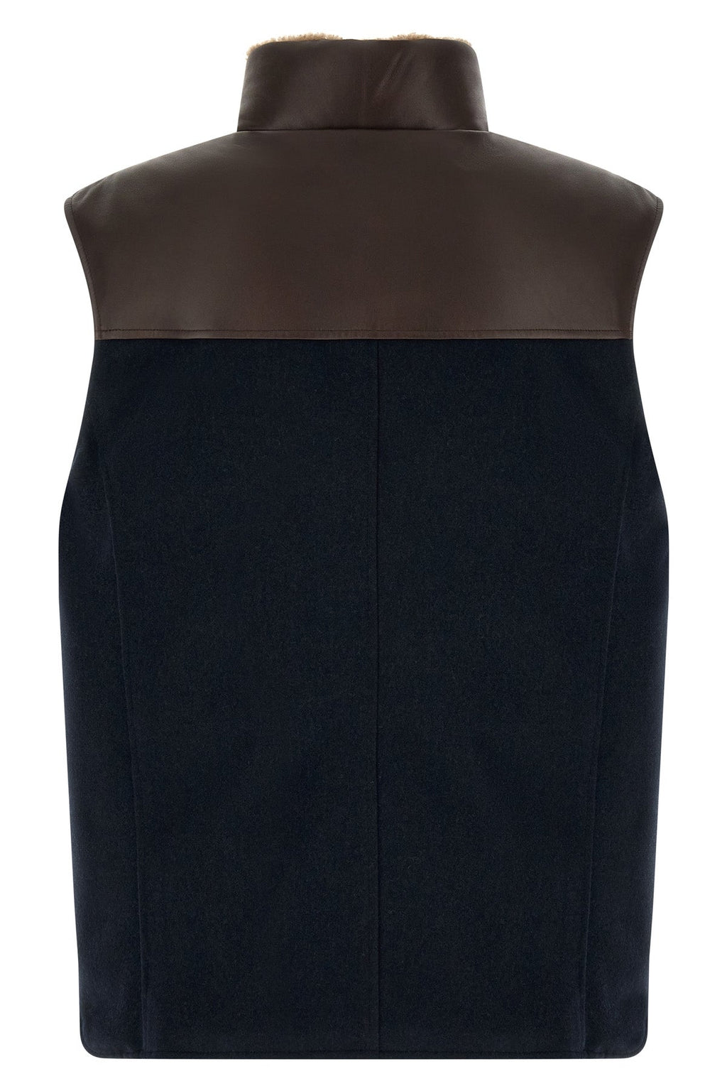 Brunello Cucinelli Wool Gilet With Leather Yoke