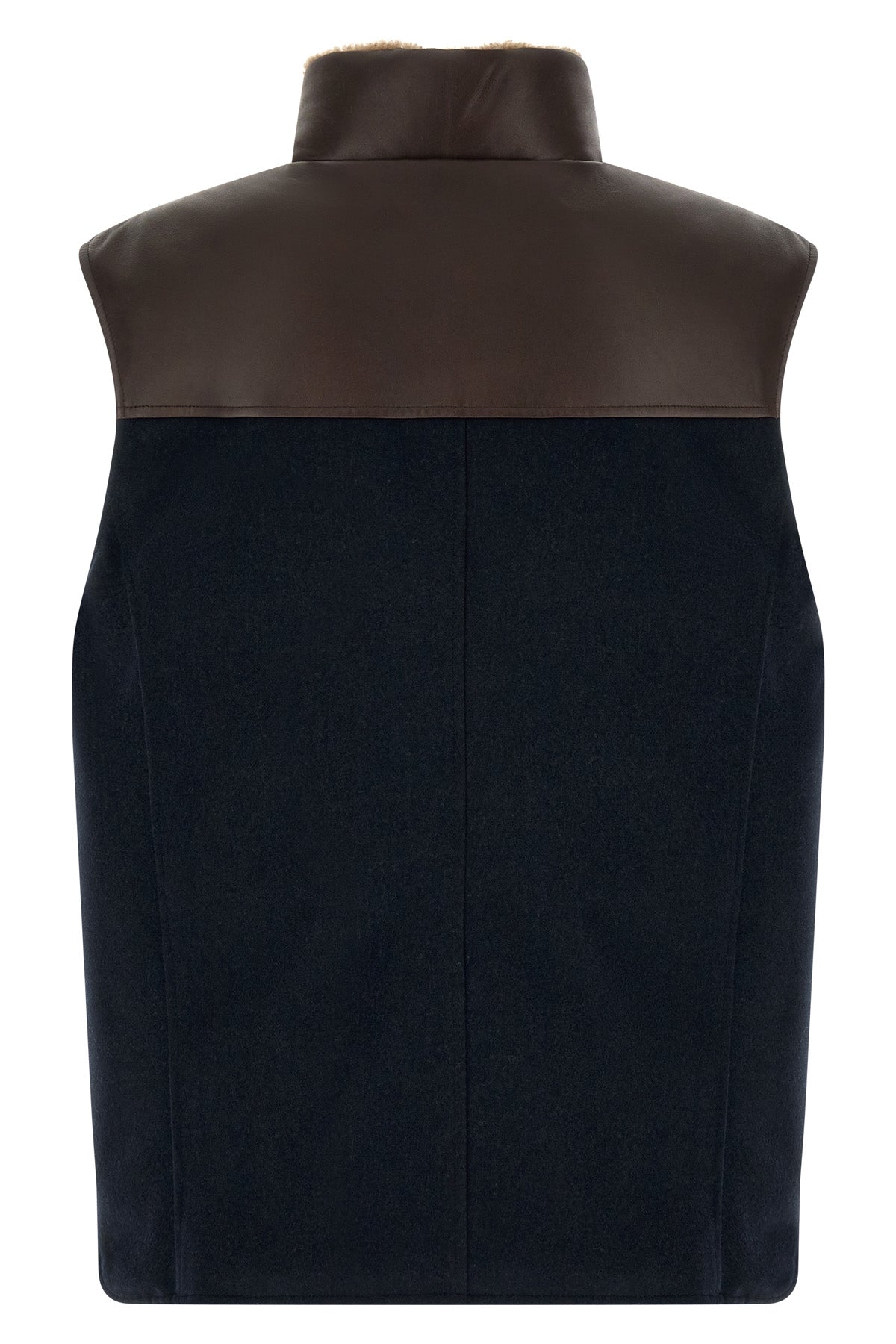 Brunello Cucinelli Wool Gilet With Leather Yoke