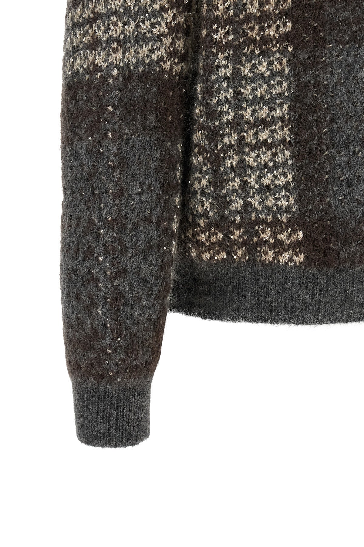 Brunello Cucinelli Tartan Knit Cardigan with Sequins