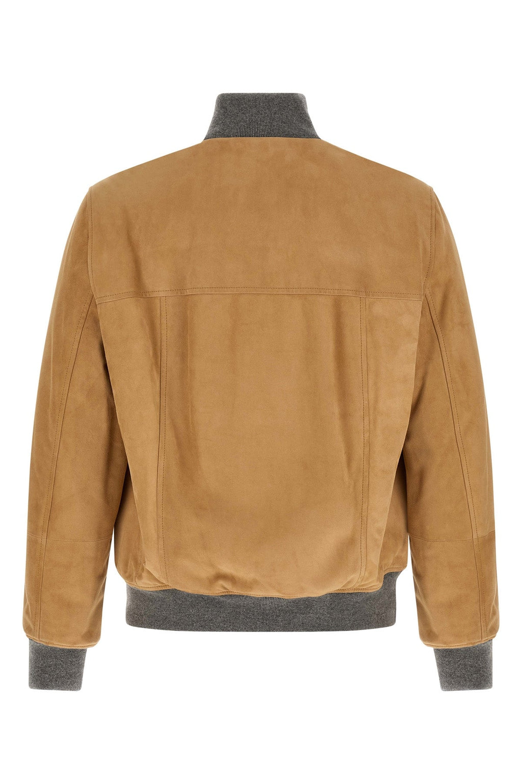 Padded suede bomber jacket