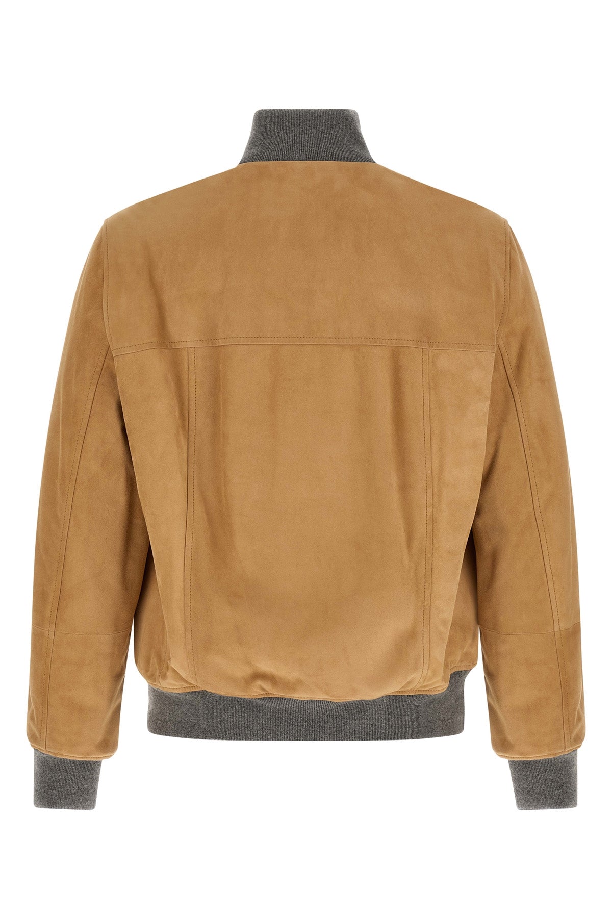 Padded suede bomber jacket