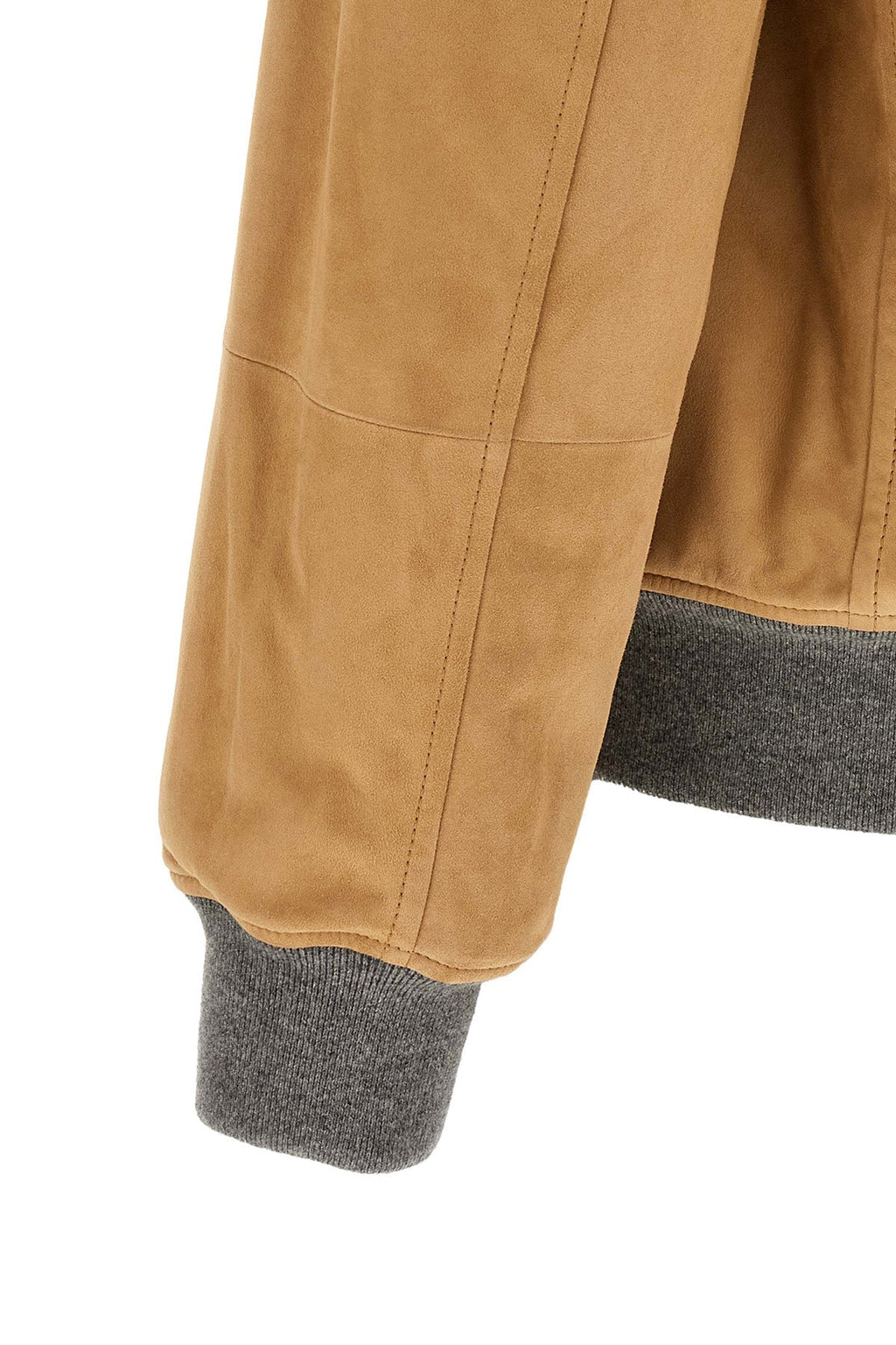 Padded suede bomber jacket