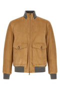 Padded suede bomber jacket