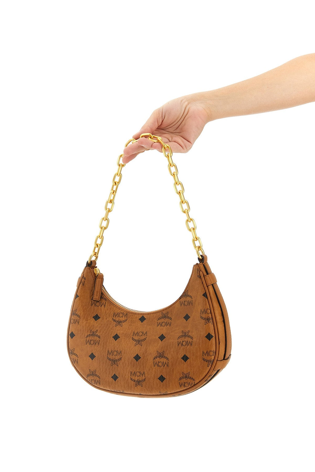 MCM Shoulder Bag Gold-Tone Carabiner Detail
