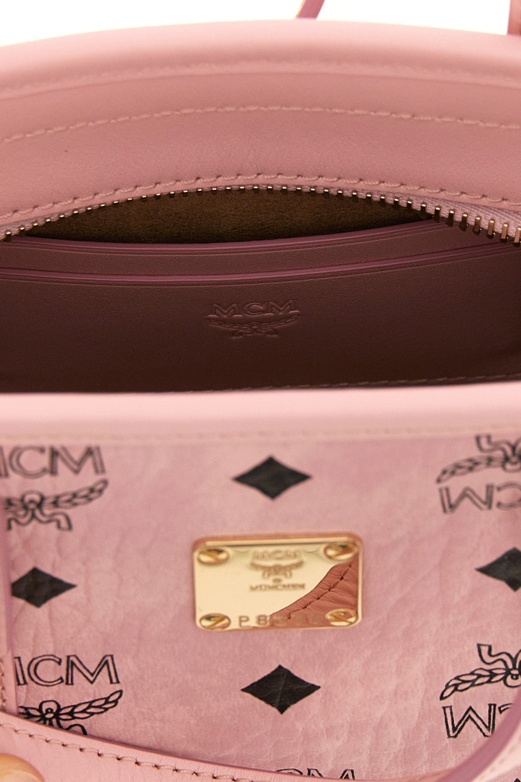 MCM Toni Mini Tote Bag With Logo Plaque