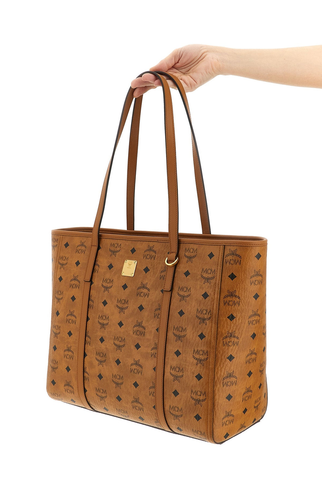 MCM Tote Bag Logo Plaque Detail