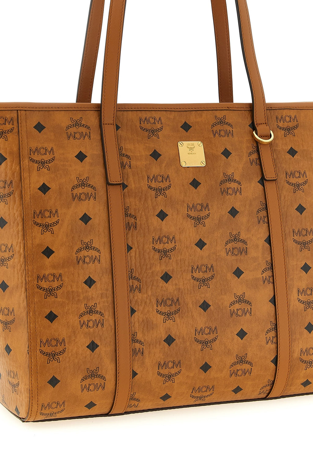 MCM Tote Bag Logo Plaque Detail