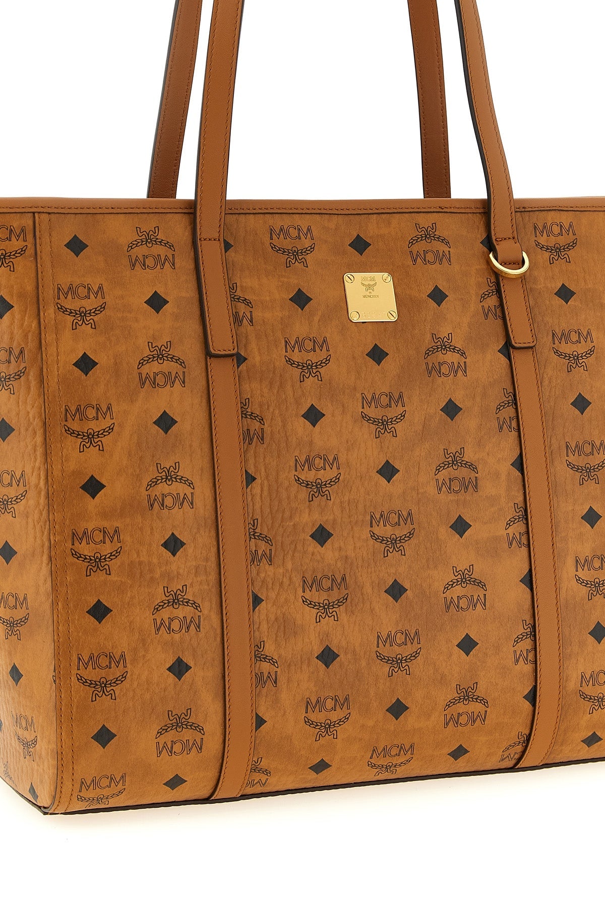 MCM Tote Bag Logo Plaque Detail