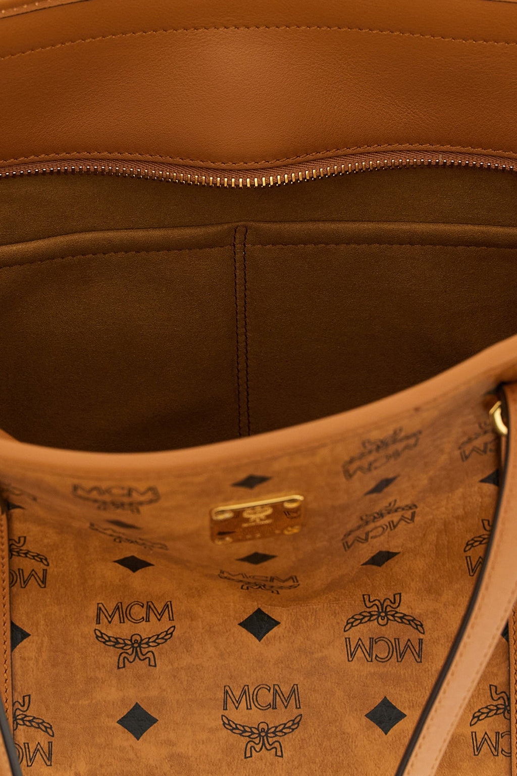 MCM Tote Bag Logo Plaque Detail