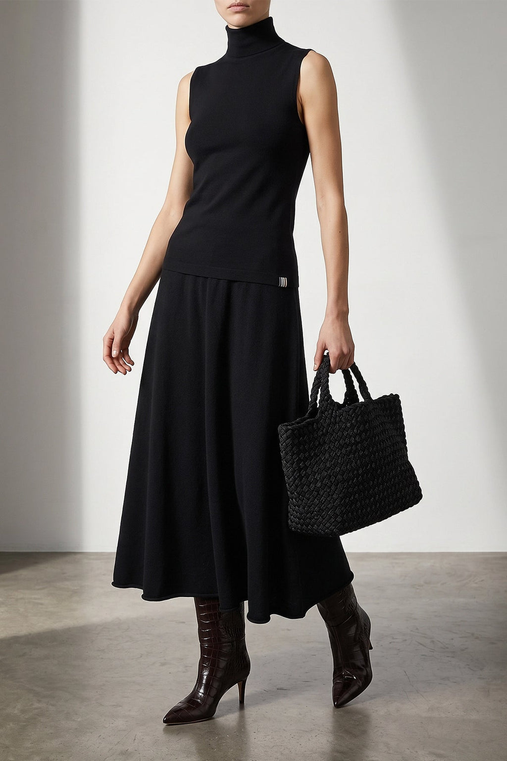 Extreme Cashmere Maxi Skirt with Ribbed Waistband