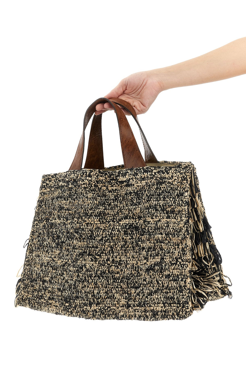 IBELIV Fringed Raffia Tote Bag