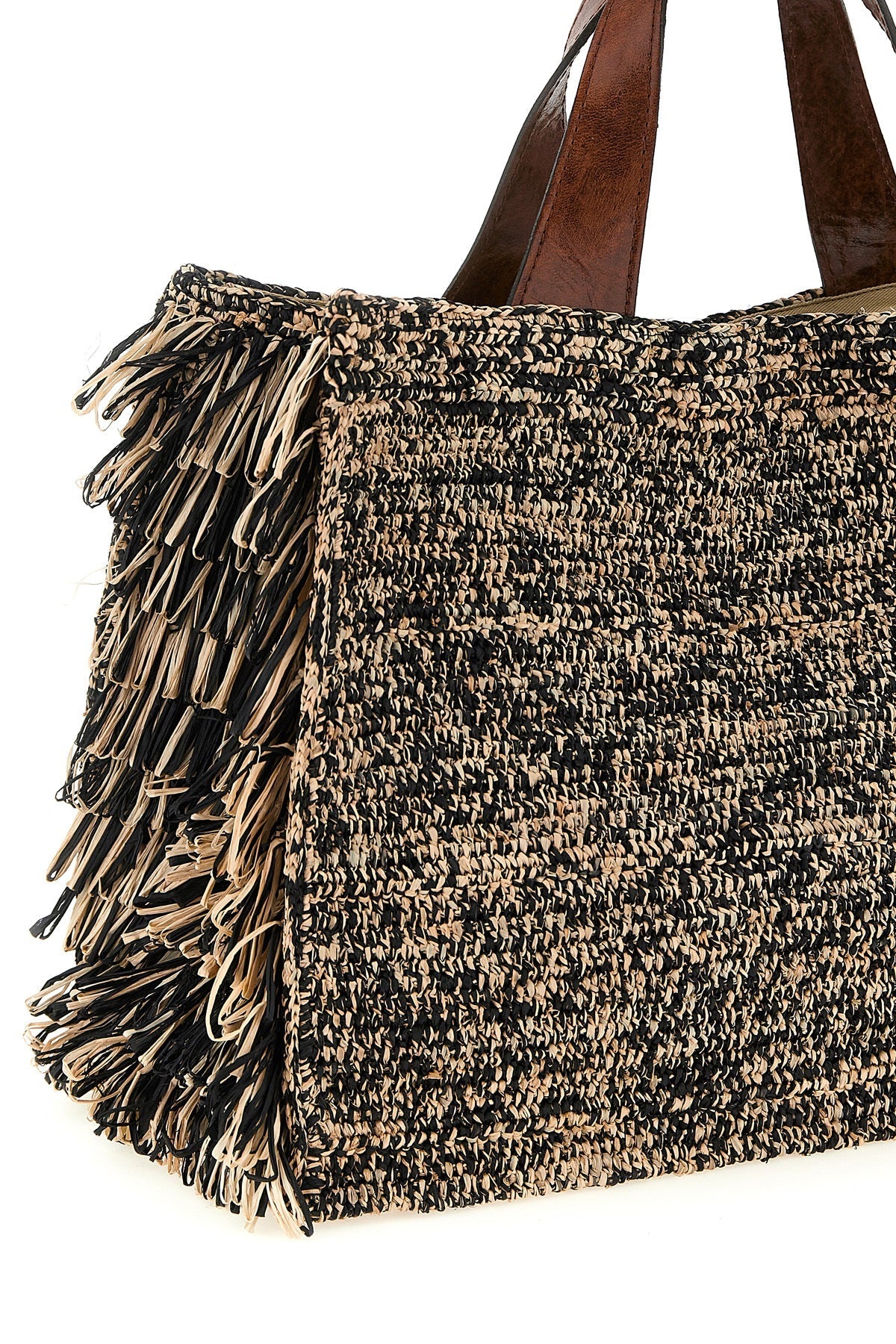IBELIV Fringed Raffia Tote Bag