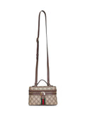 Gucci Women Beige And Dark Brown Ophidia Small Vanity Bag