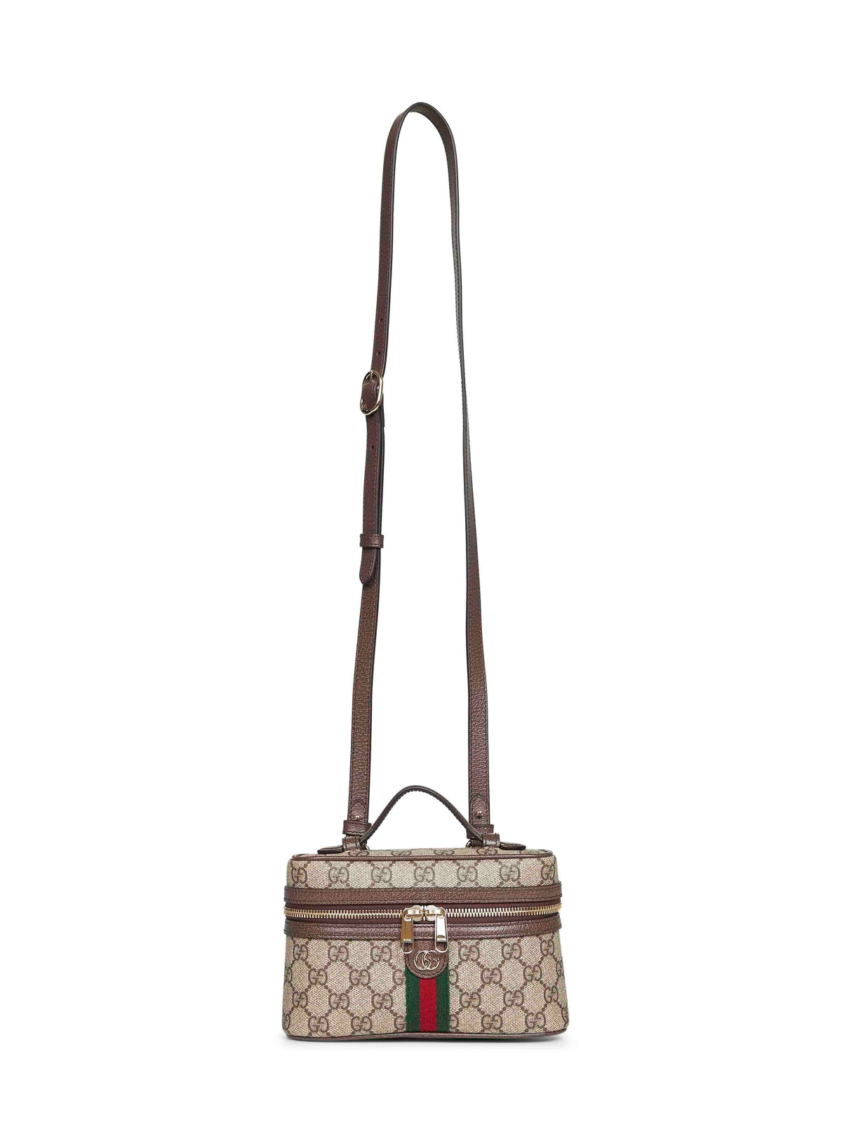 Gucci Women Beige And Dark Brown Ophidia Small Vanity Bag