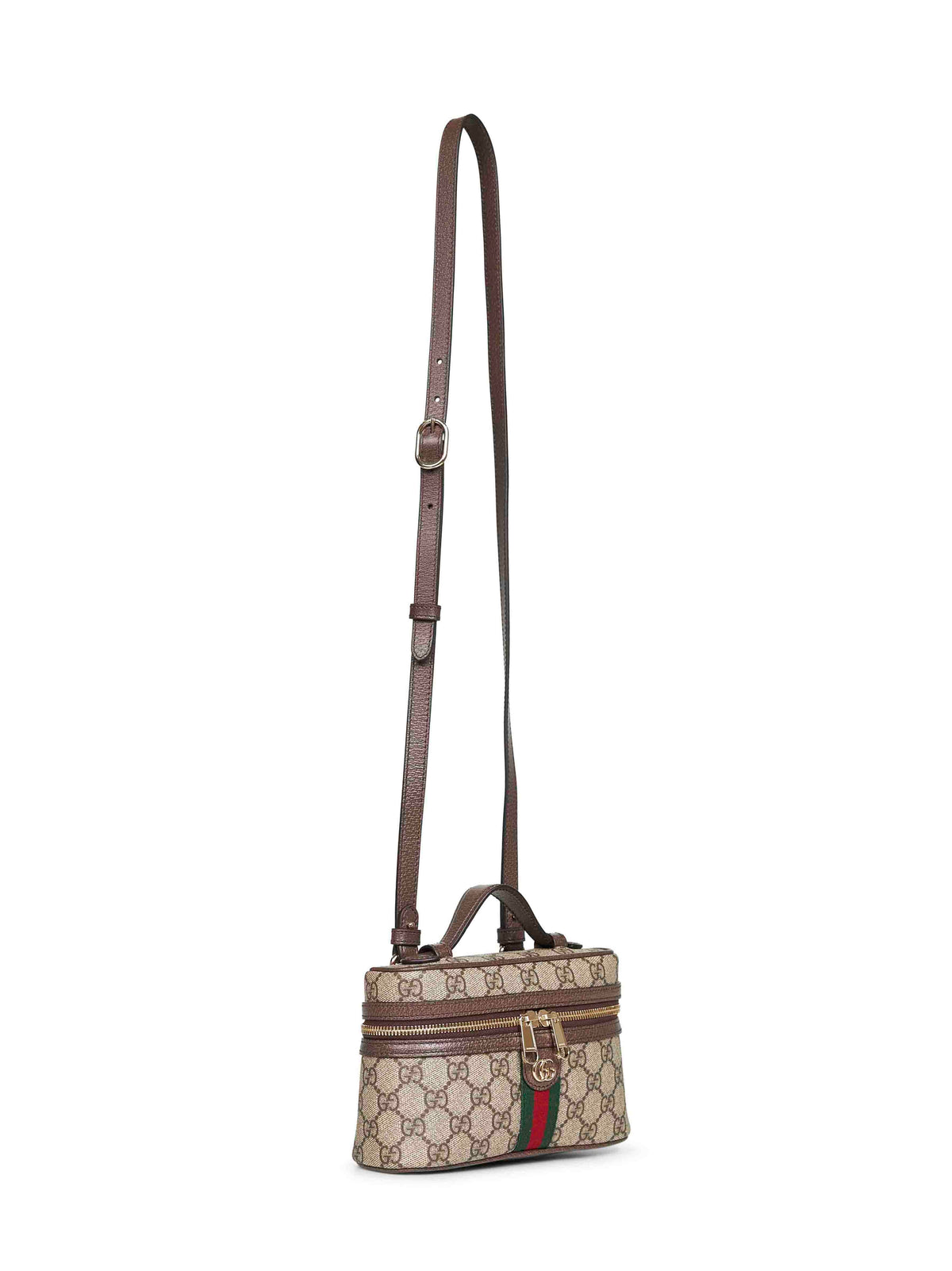 Gucci Women Beige And Dark Brown Ophidia Small Vanity Bag