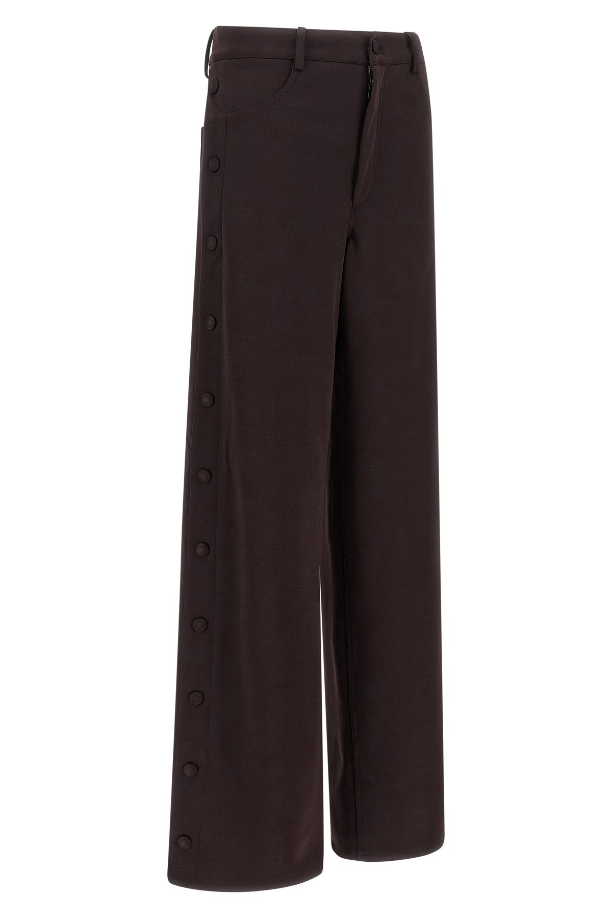 Snap-Button Wide-Leg Trousers