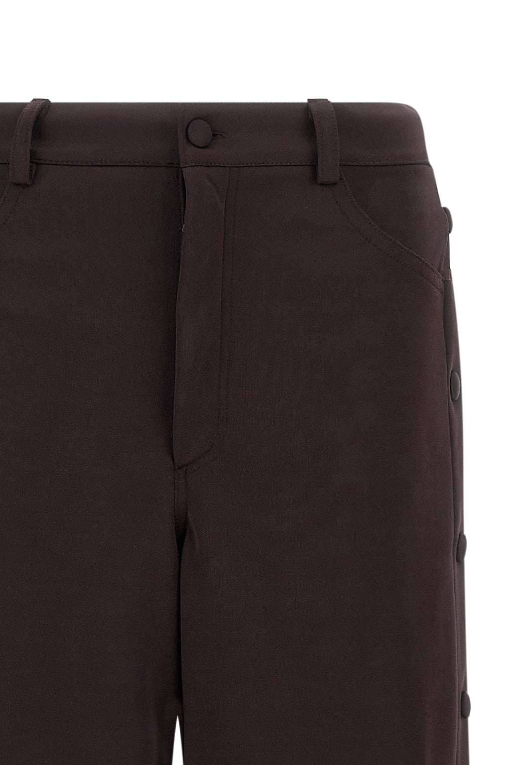 Snap-Button Wide-Leg Trousers