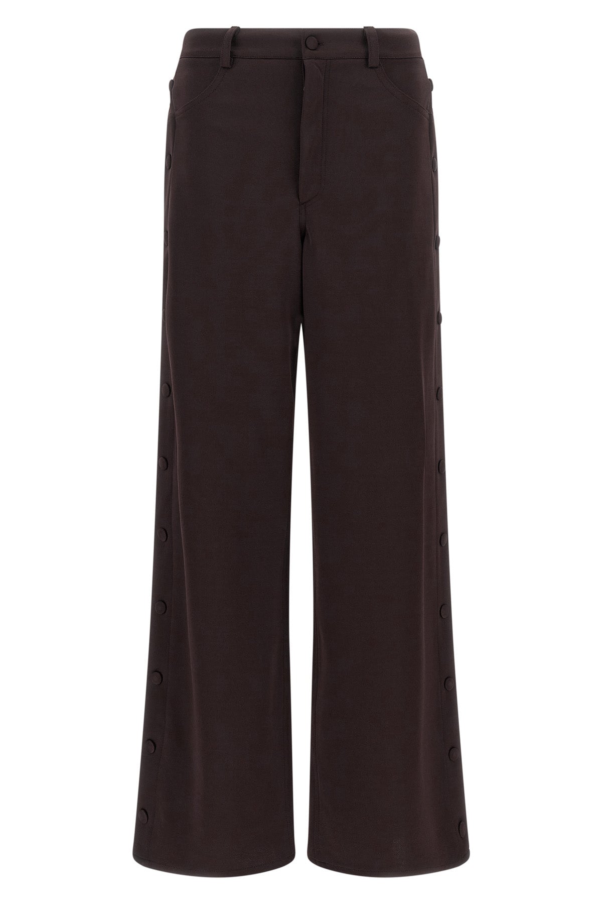 Snap-Button Wide-Leg Trousers