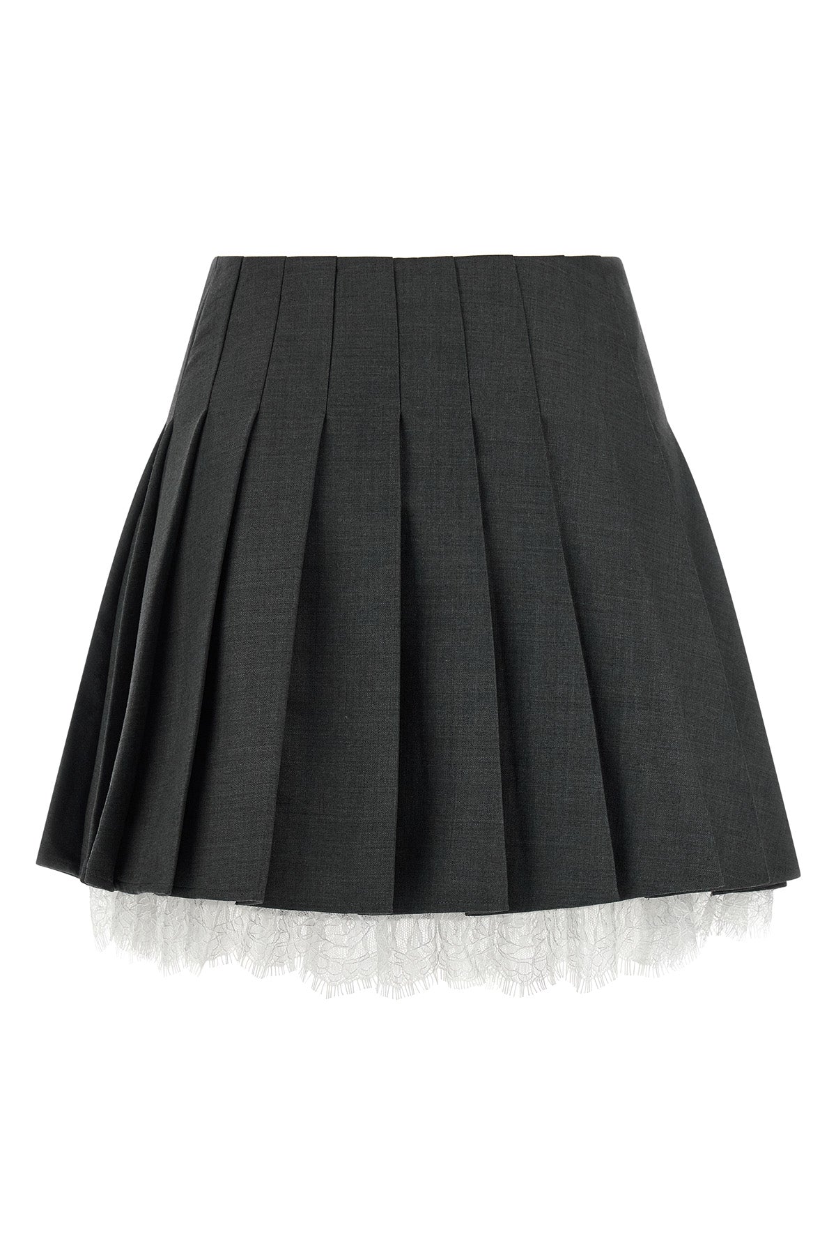 Self Portrait Pleated Skirt With Lace Hem