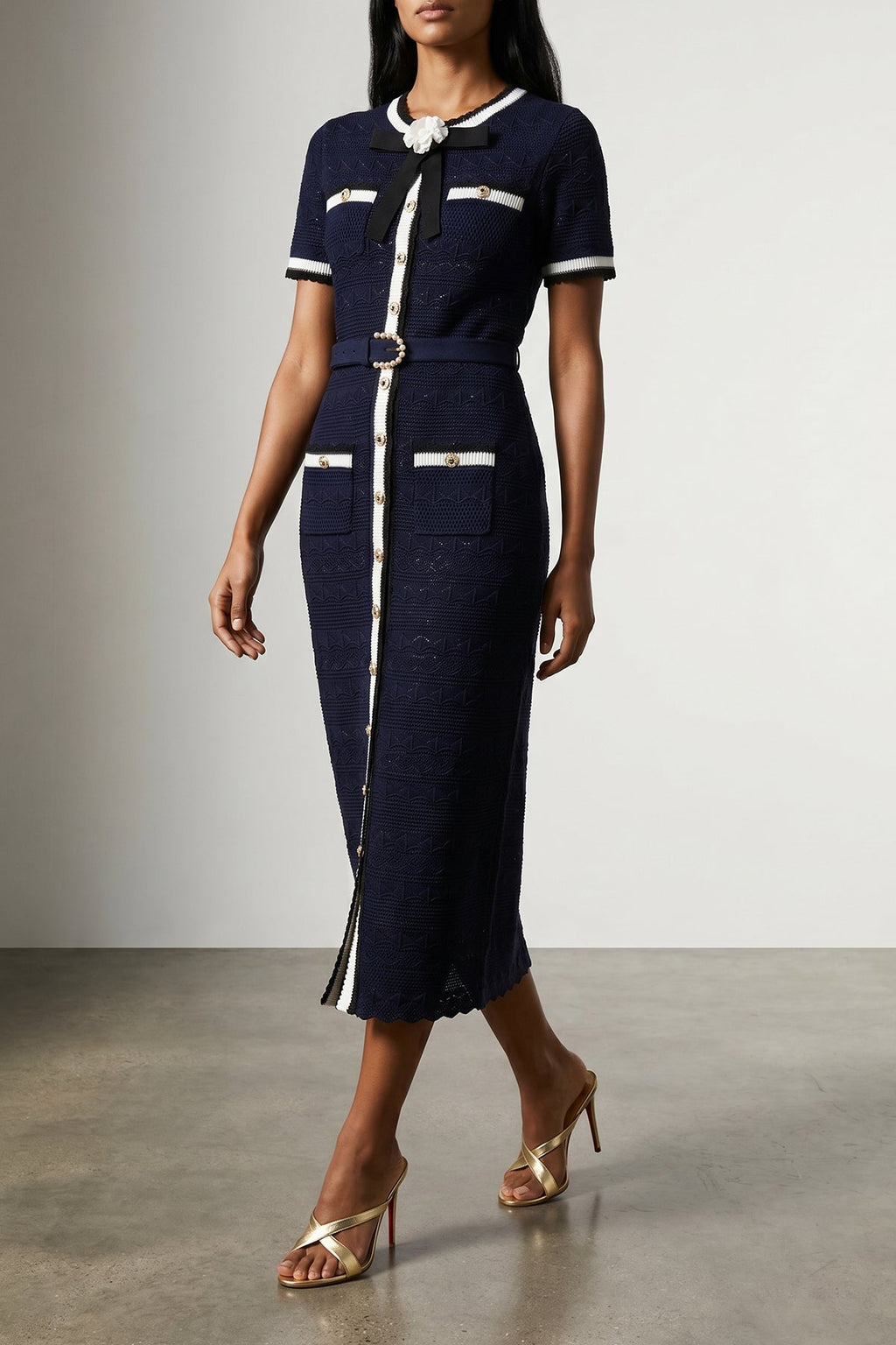 Self-Portrait Pointelle knit midi dress