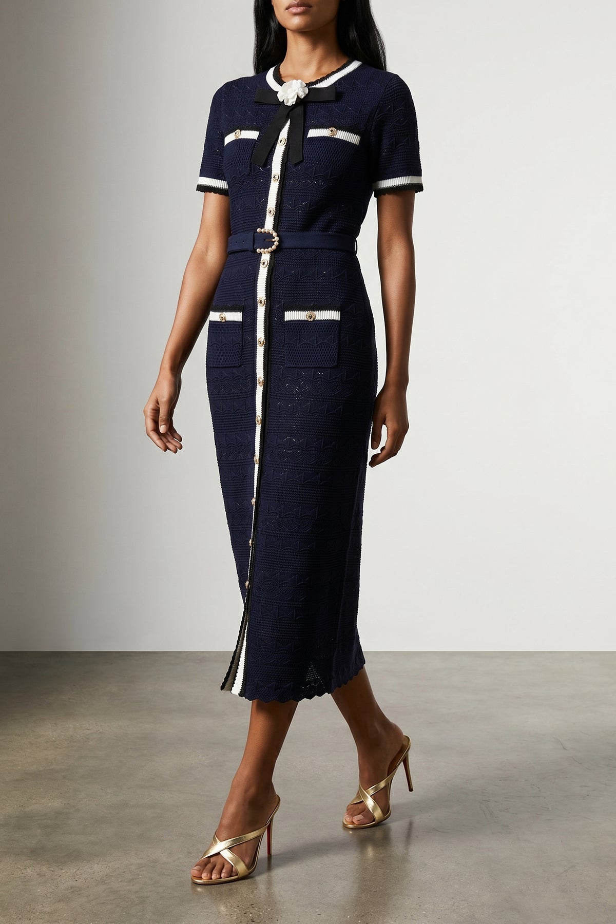 Self-Portrait Pointelle knit midi dress