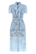 'Blue Lace Tie Neck Midi' Dress