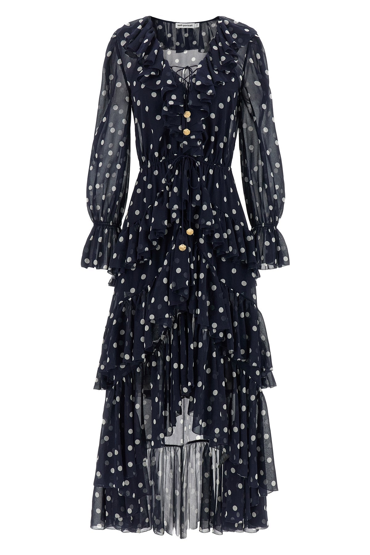 Maxi Dress 'Polka Dot Georgette Ruffle'