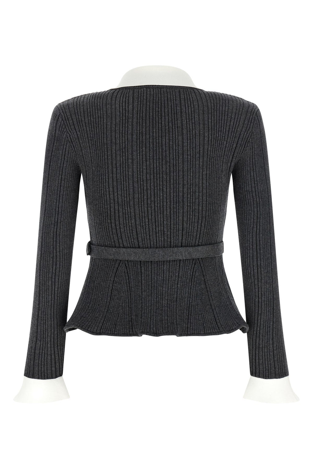 Self-Portrait Jewel-Button Ribbed Cardigan