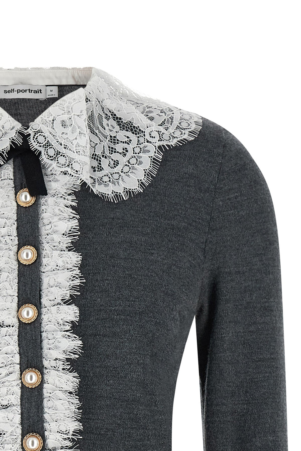 Self-Portrait cardigan with lace collar