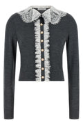 Self-Portrait cardigan with lace collar