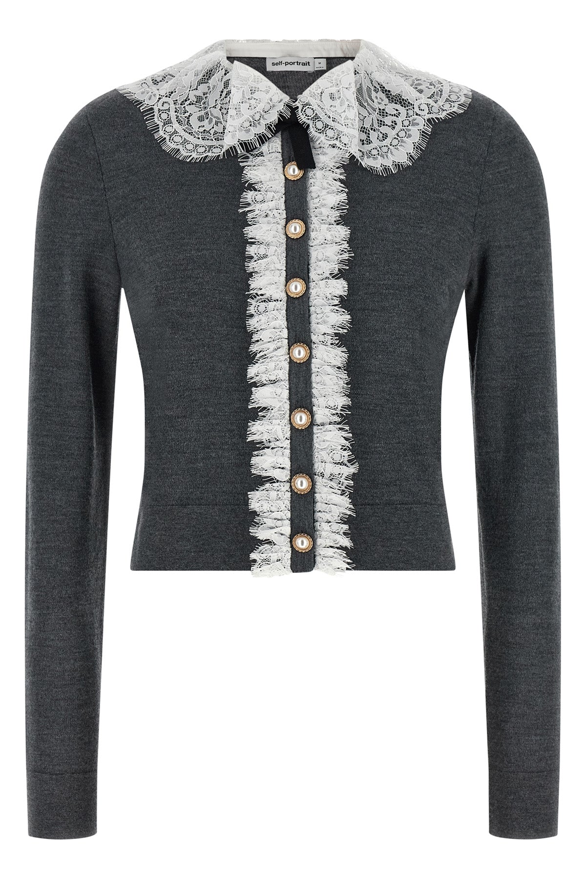 Self-Portrait cardigan with lace collar