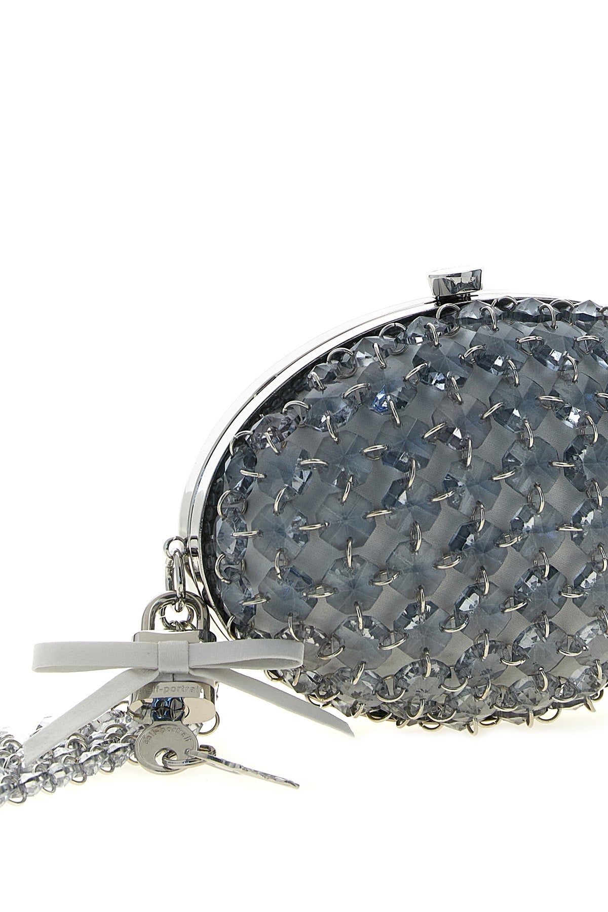 Self-Portrait Oval Clutch with Crystal Mesh