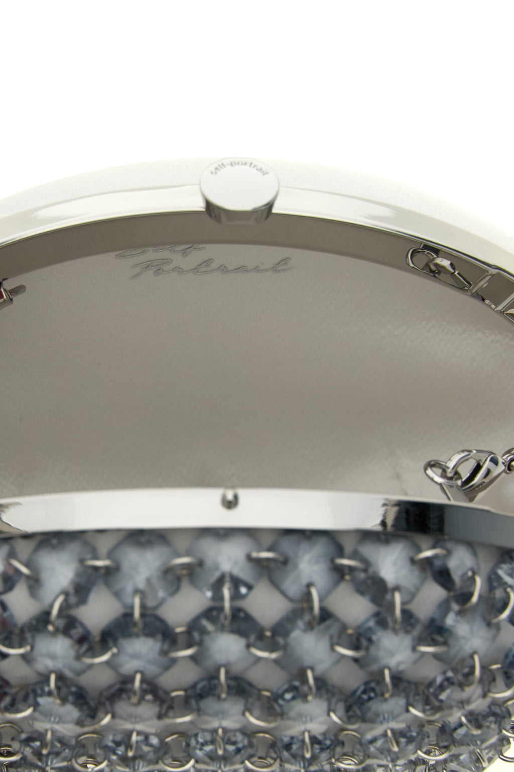 Self-Portrait Oval Clutch with Crystal Mesh