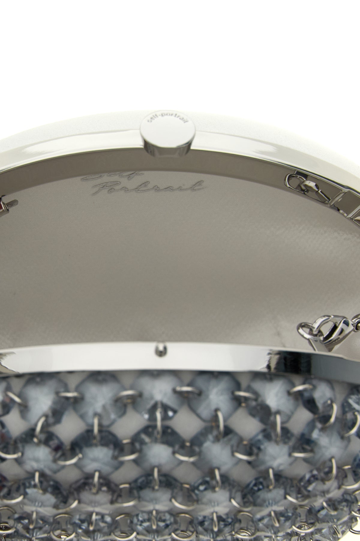 Self-Portrait Oval Clutch with Crystal Mesh