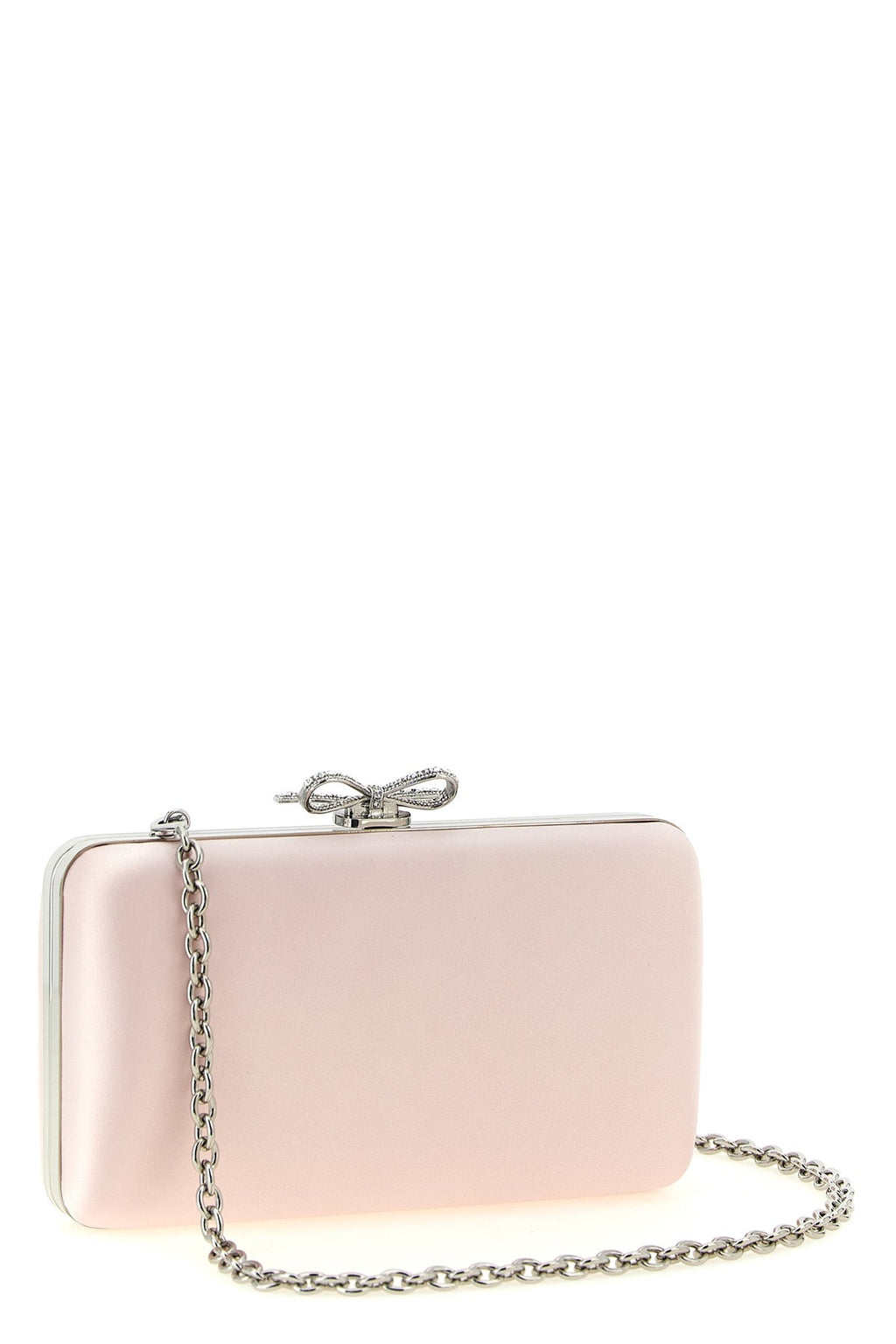 Self Portrait Satin Clutch With Crystal Bow