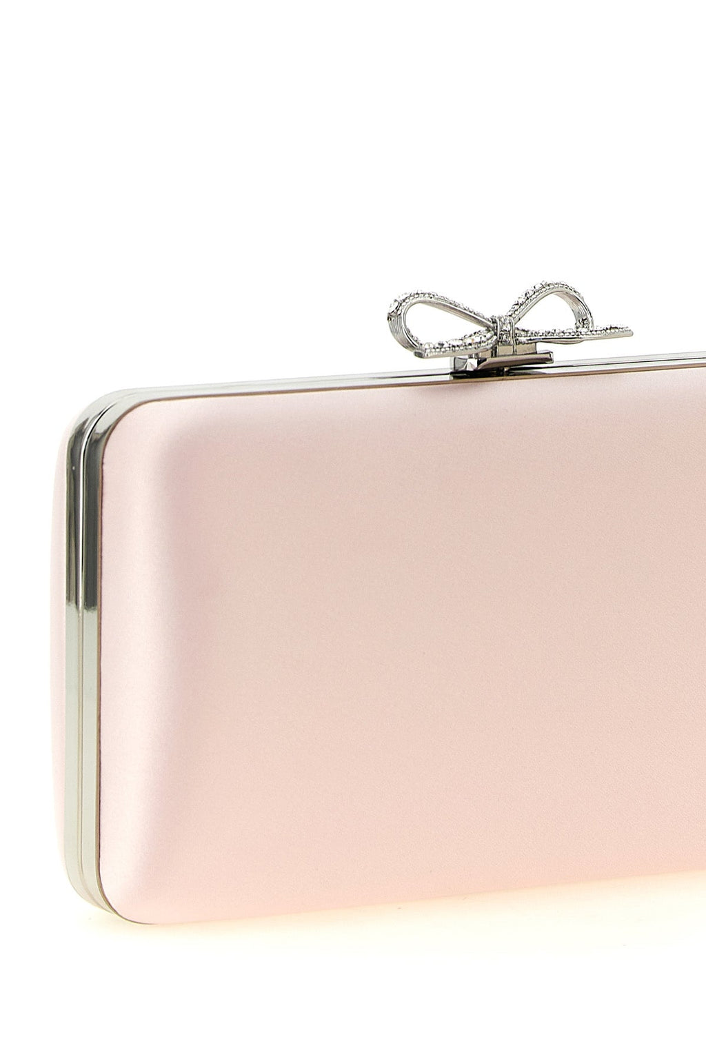 Self Portrait Satin Clutch With Crystal Bow