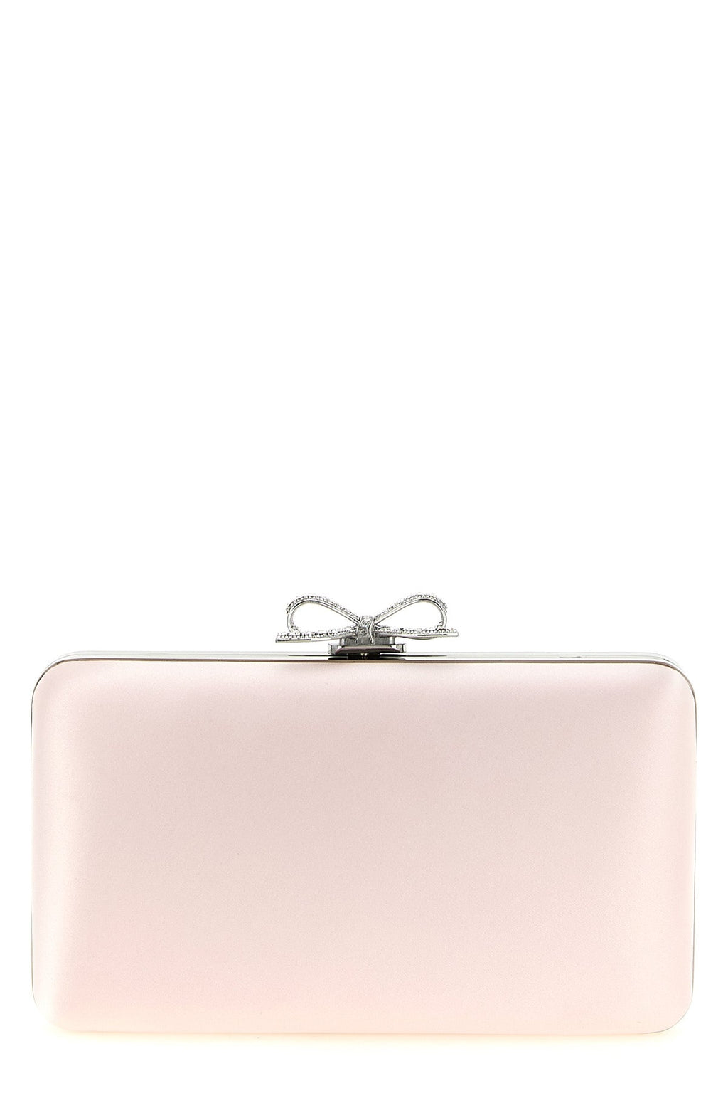 Self Portrait Satin Clutch With Crystal Bow