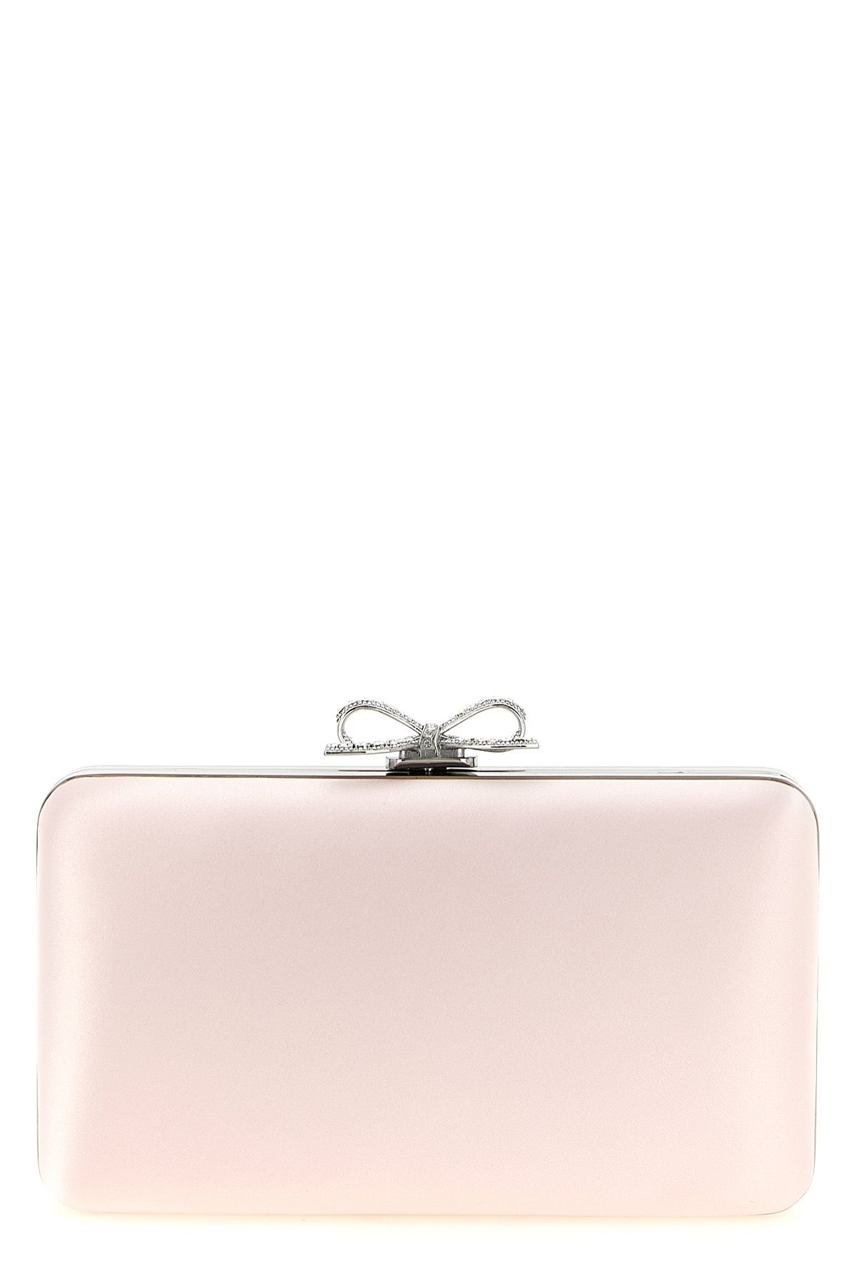 Self Portrait Satin Clutch With Crystal Bow