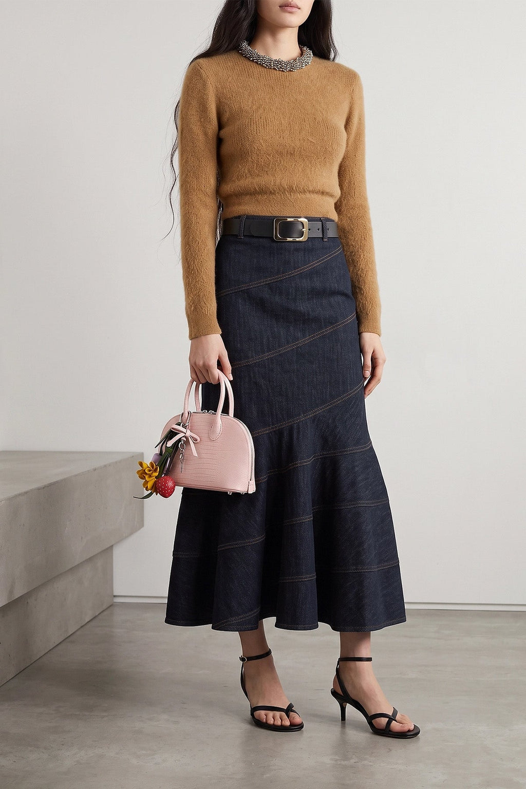 Skirt 'Indigo Denim Belted Midi'