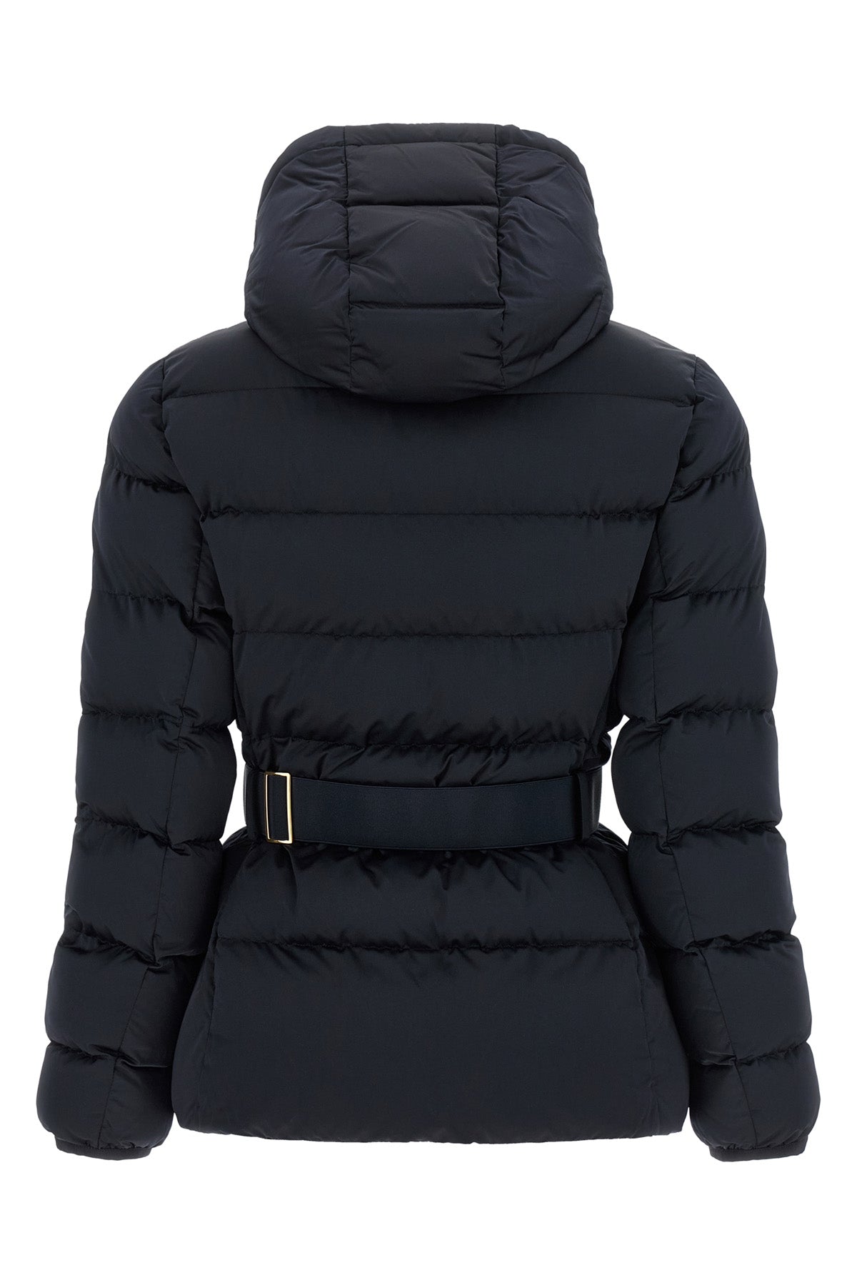 Puffer Jacket with Belt and Logo Buckle
