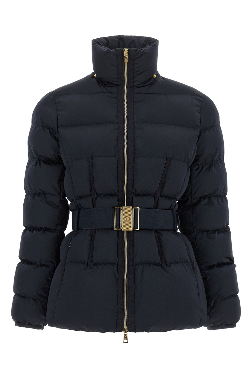 Puffer Jacket with Belt and Logo Buckle