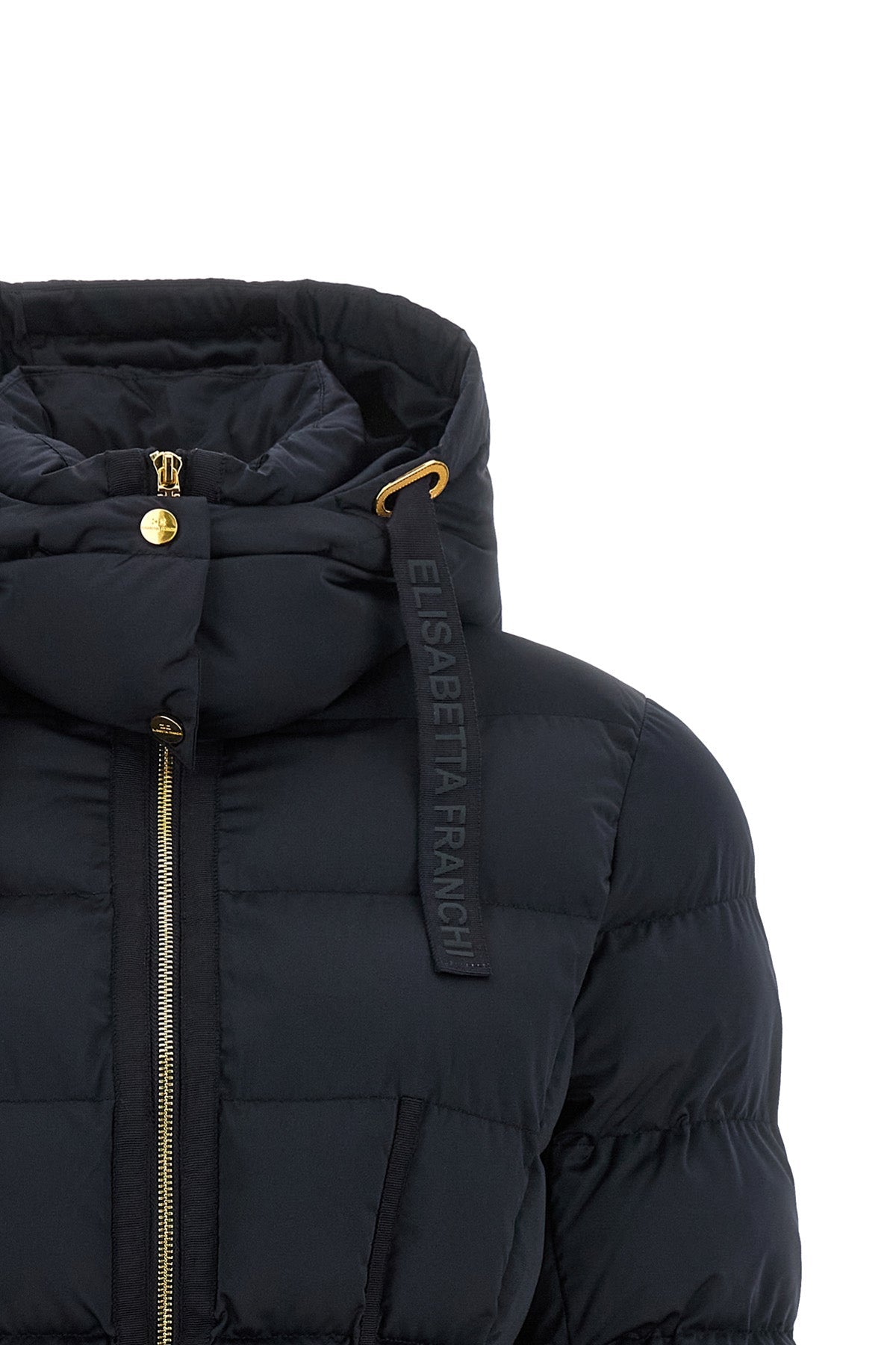 Puffer Jacket with Belt and Logo Buckle