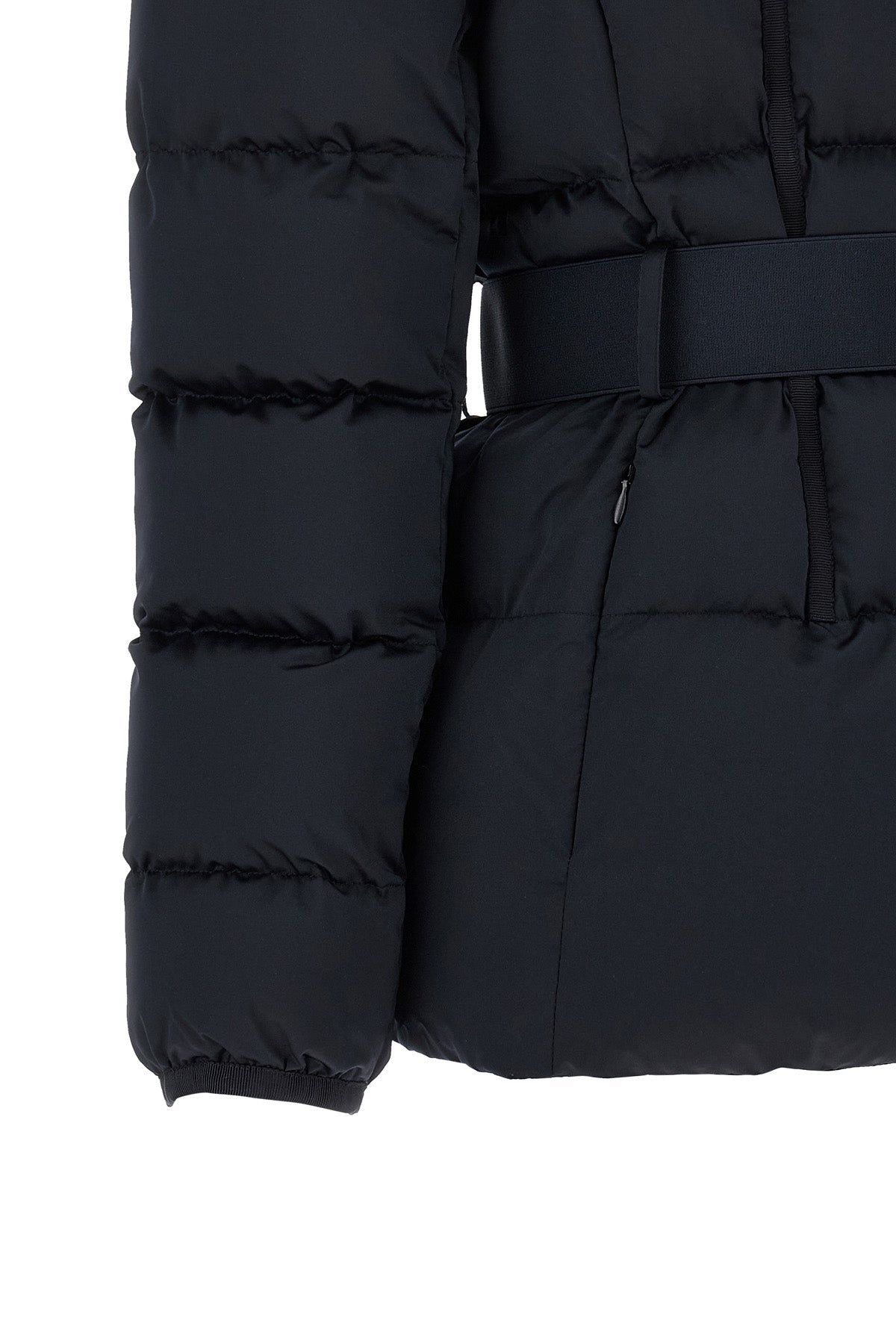 Puffer Jacket with Belt and Logo Buckle
