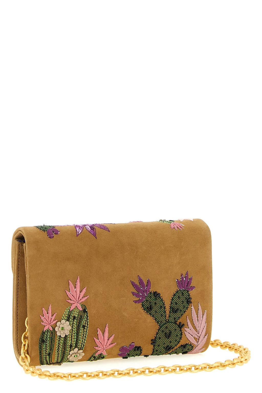 Daniele Amato Clutch With Cactus Embroidery And Sculptural Clasp
