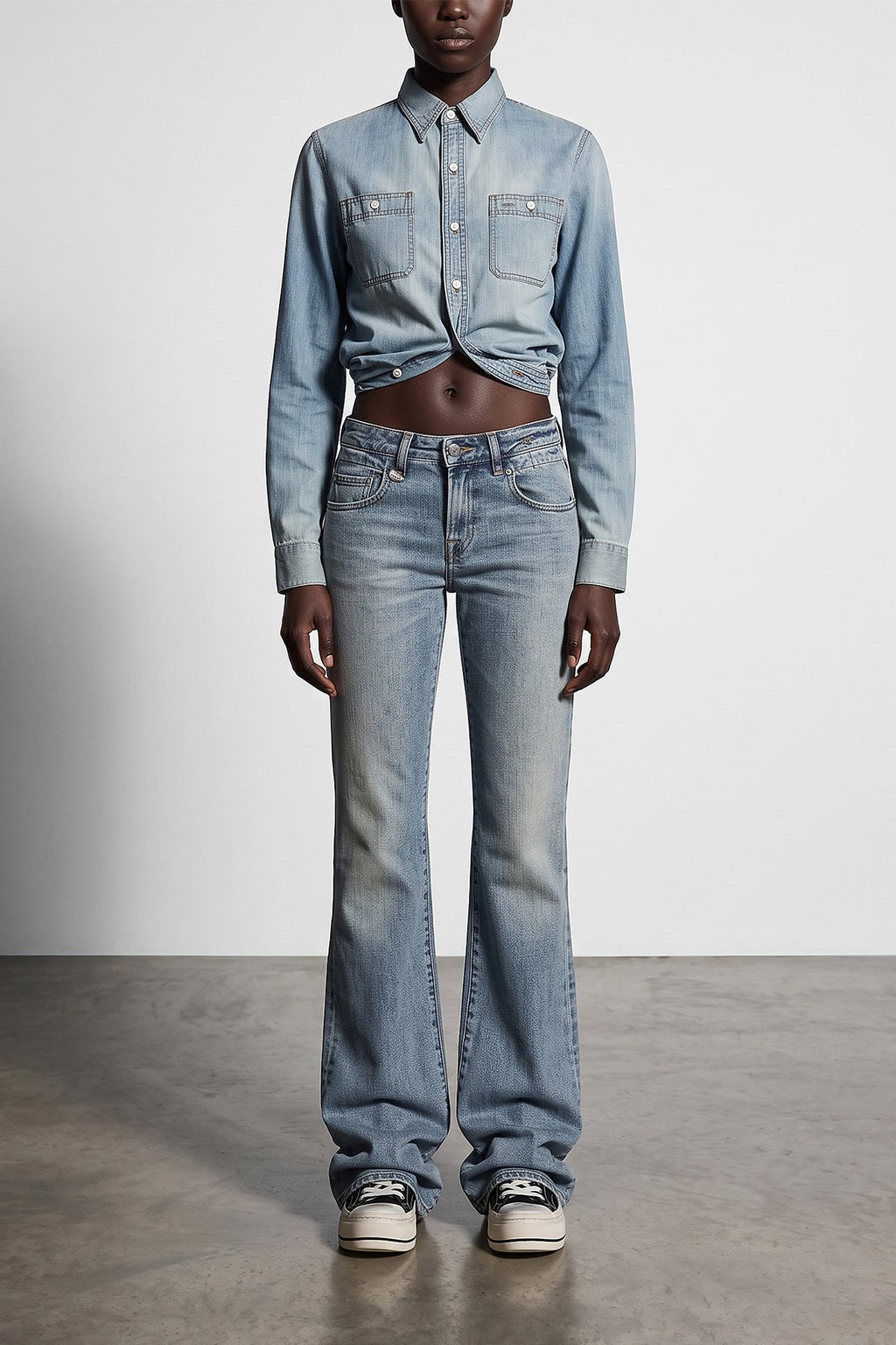 R13 Flared Jeans with Leather Patch