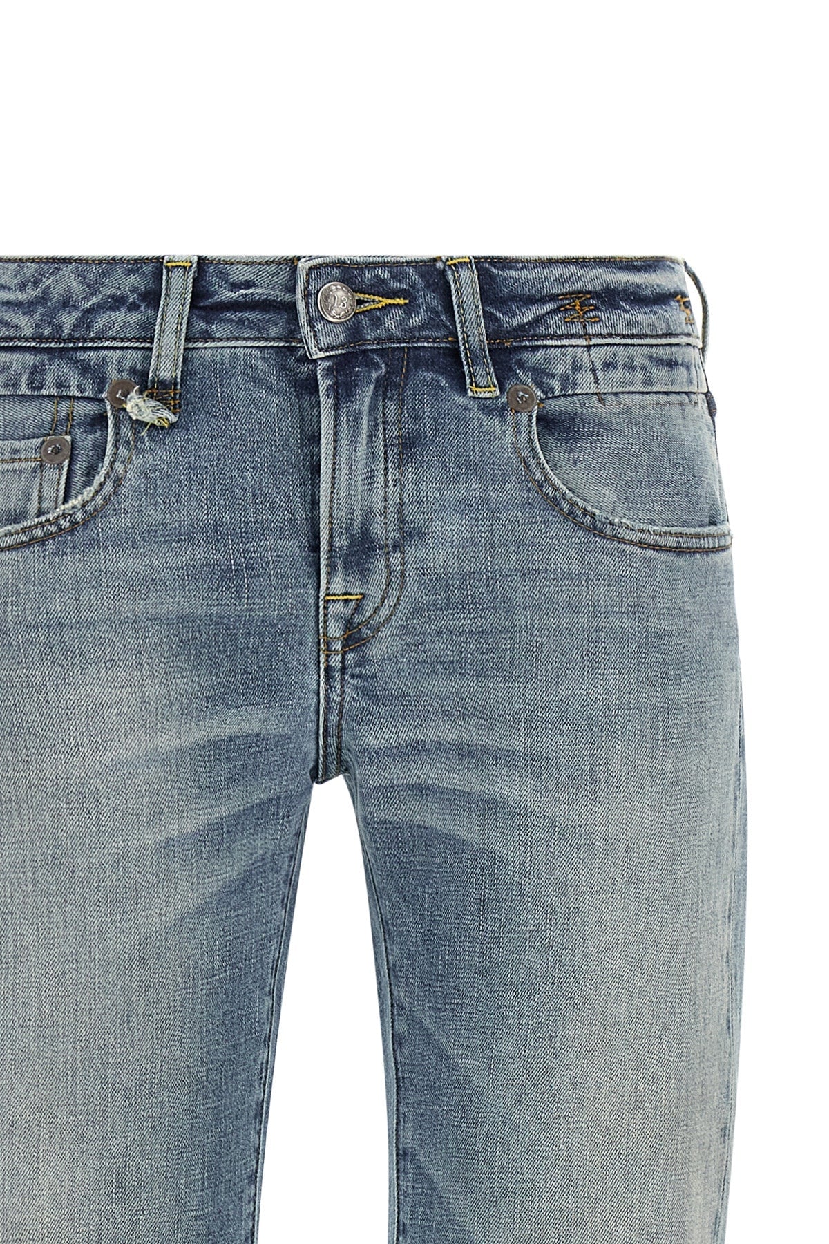 R13 Flared Jeans with Leather Patch