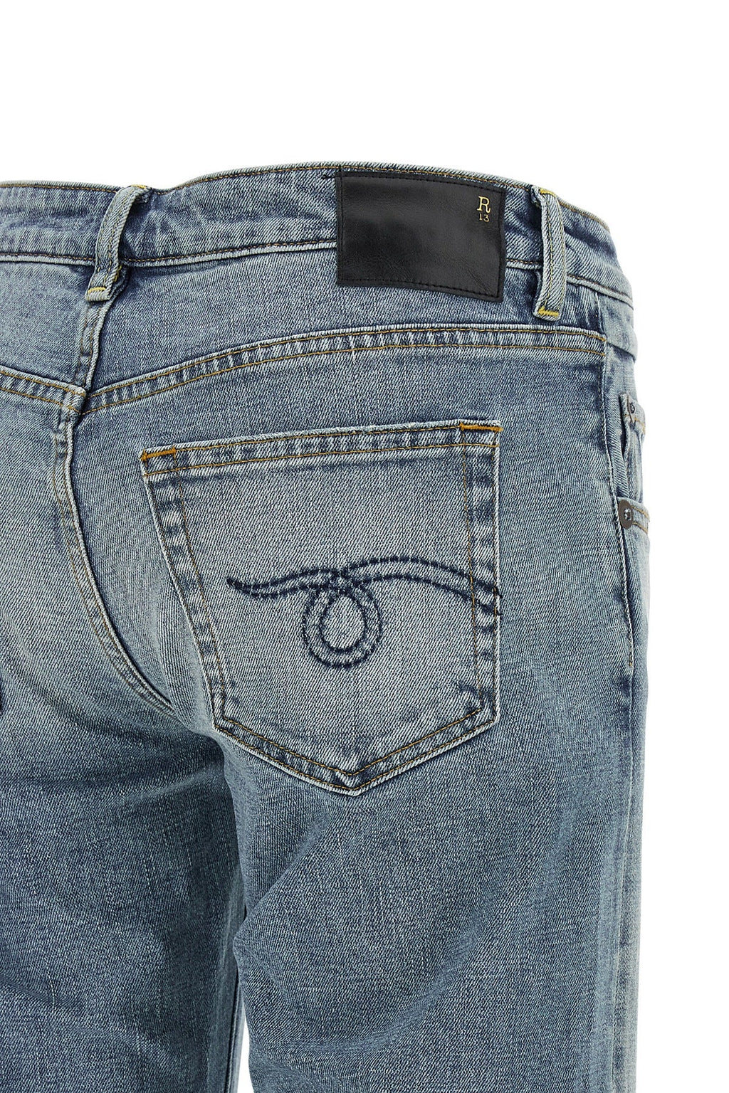 R13 Flared Jeans with Leather Patch