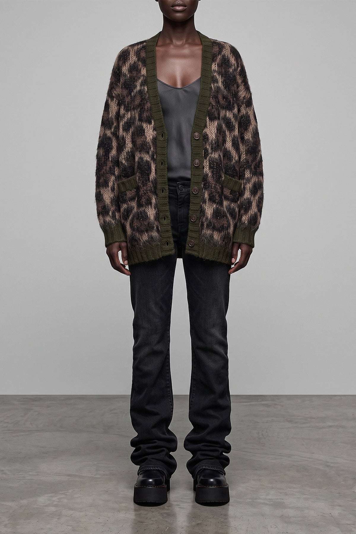 R13 Oversized Animal Print Cardigan