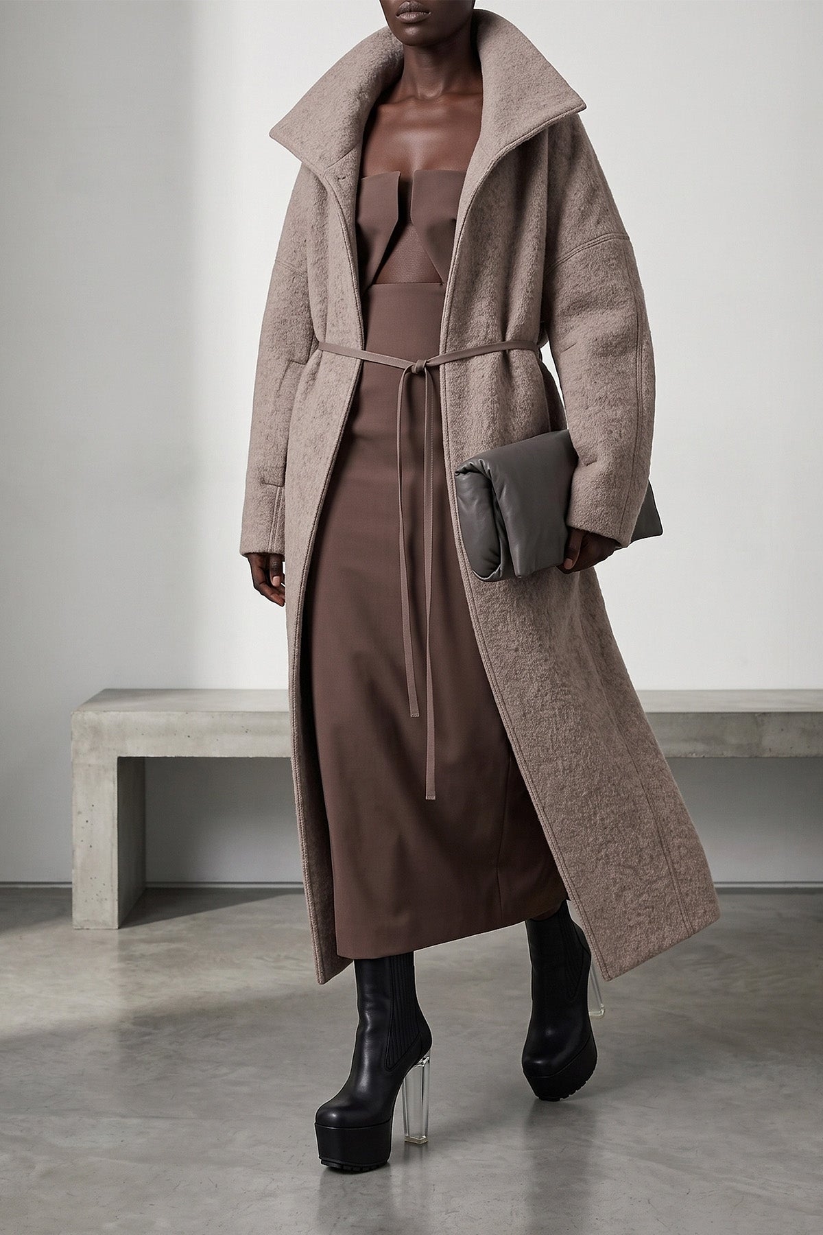 Rick Owens Padded Leather Baguette Clutch